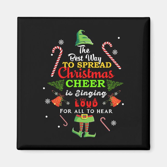 Aimant Étendre La Soirée De Noël Chante Loud Xmas Elf Pa (Devant)