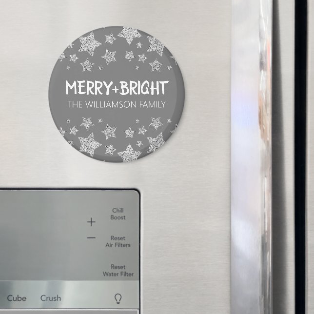 Aimant Étincelle étoile Joyeux Noël gris argent brillant (In situ (réfrigérateur))
