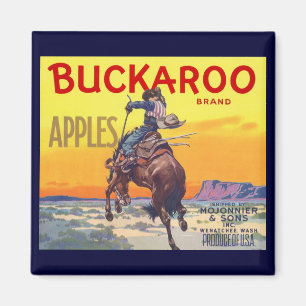 Aimant Étiquette de caisse de fruits vintage, pommes Buck