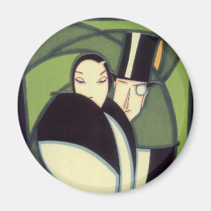 Aimant Étiquette de dessus de légume vintage, romance Art