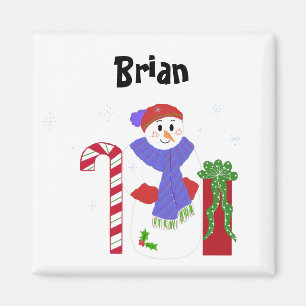 Aimant Étiquette de nom de bonhomme de neige