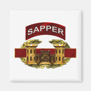 Aimant Étiquette de soldat du génie avec l'insigne