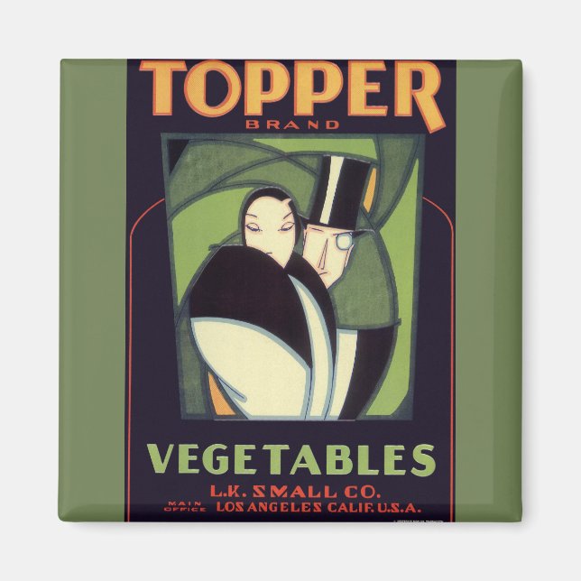 Aimant Étiquette de topper végétal vintage, Art Déco Roma (Devant)
