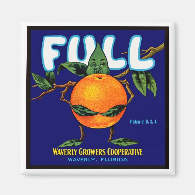 Aimant Étiquette d'oranges de marque complète (Devant)
