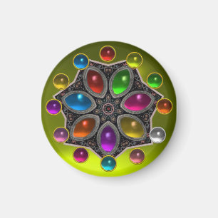 AIMANT ÉTOILE BRILLANTE AVEC DES GEMSTONES COLORÉS JAUNE 