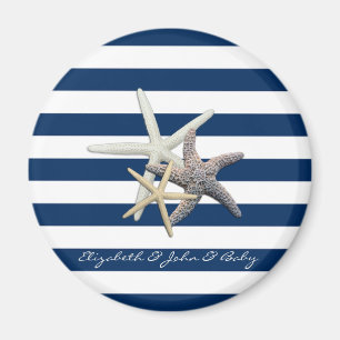 Aimant Étoile de mer adorable, rayures bleu marine - Pers