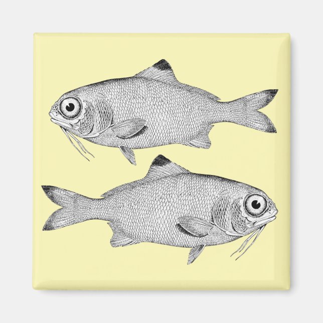 Aimant Étrange dessin de poisson vintage (Devant)