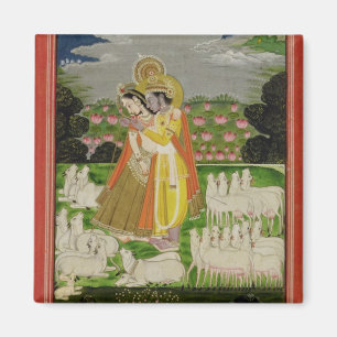 Aimant Étreinte de Radha et de Krishna dans un landscap