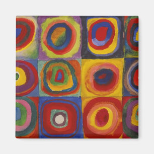 Aimant Étude de couleur : Carrés avec cercles concentrés