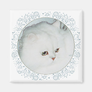 Aimant Étude de tête de chat persan argenté