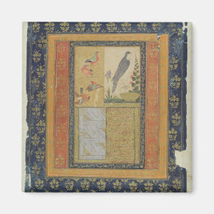 Aimant Étude d'oiseaux et calligraphie, Golconda, Andhra 