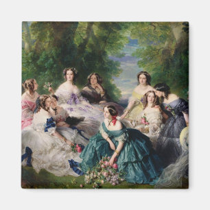 Aimant Eugenie a entouré par son Dame-dans-Attente