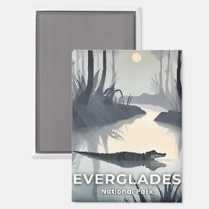 Aimant Everglades National Park   Alligator à l'aquarelle