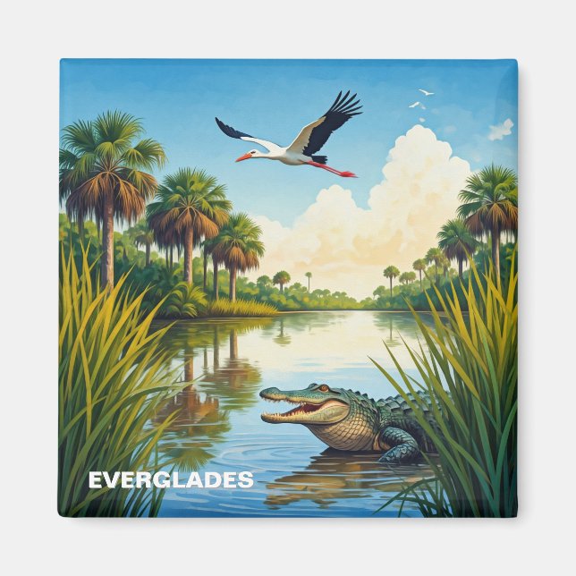 Aimant Everglades Parc National Floride Alligator Heron (Devant)