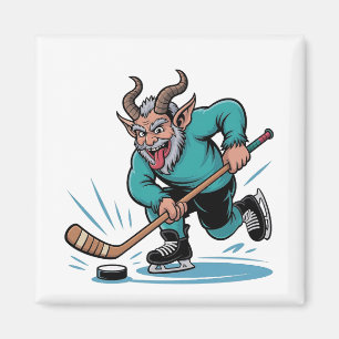 Aimant Evil Krampus Jouer Hockey sur glace Sport de Noël