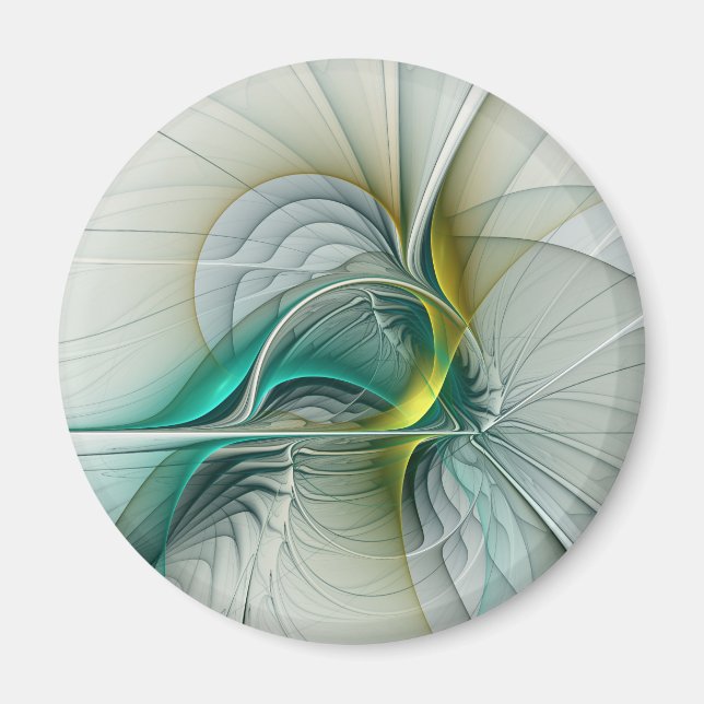 Aimant Évolution fractale, Art Abstrait Turquoise d'or (Devant)