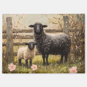 Aimant Ewe et agneau Printemps