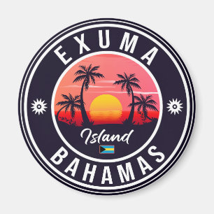 Aimant Exuma Bahamas Retro Sunset Souvenirs Vintages