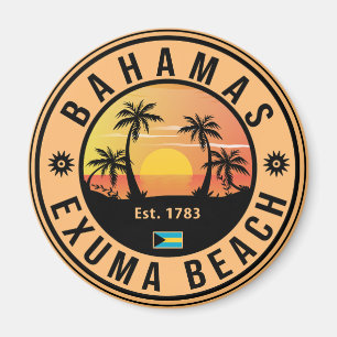 Aimant Exuma Bahamas Retro Sunset Souvenirs Vintages