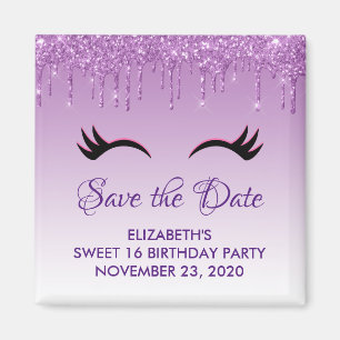 Aimant Eyelashes noirs et Parties scintillant violette En