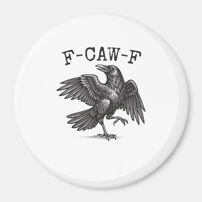 Aimant F-Caw-F Crow Pun Funny Bird Cawing Grunge Retro Cl (Devant)