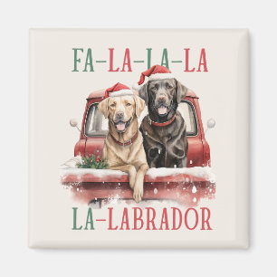 AIMANT FA LA LA LABRADOR CHIEN CHIEN RED TRUCK FURRY NOËL