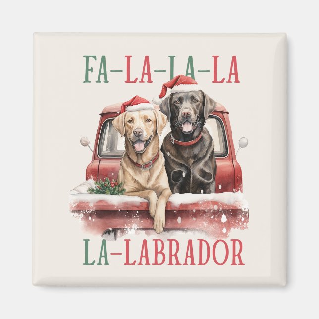AIMANT FA LA LA LABRADOR CHIEN CHIEN RED TRUCK FURRY NOËL (Devant)