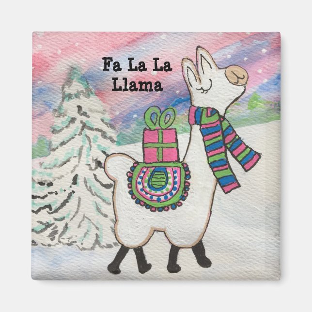 Aimant Fa La Llama Joyeux Noël Drôle (Devant)