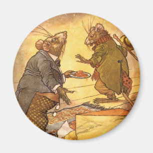 Aimant Fable d'Esope vintage, Souris de campagne, Souris 