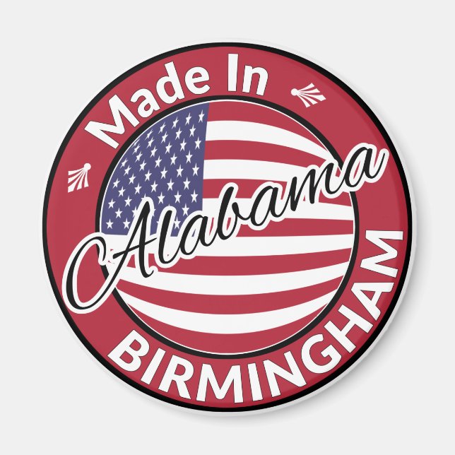 Aimant Fabriqué à Birmingham Alabama Drapeau des étoiles  (Devant)
