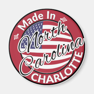 Aimant Fabriqué à Charlotte North Carolina USA Drapeau