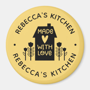 Aimant Fabriqué Avec Amour Cuisine Jaune