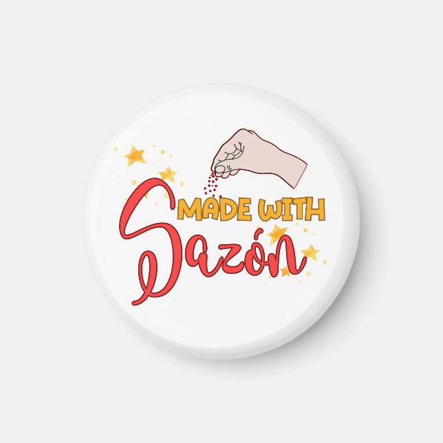 Aimant Fabriqué avec Sazón et tout un tas de saveur (Devant)