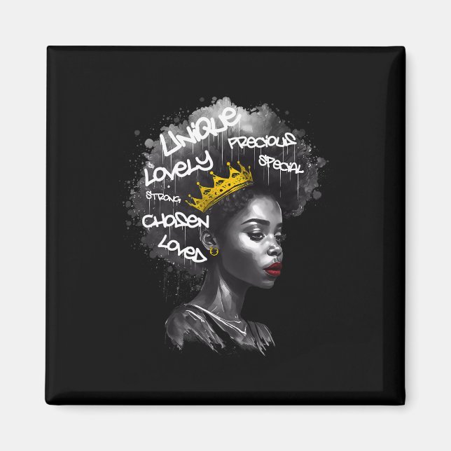 Aimant Fabuleuse Femme Afro Noire Avec Des Mots Empowants (Devant)
