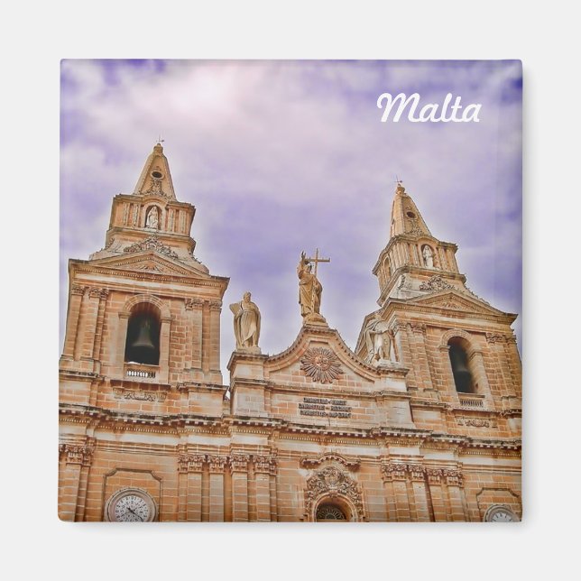 Aimant Façade de l'église dans le village de Mellieha à M (Devant)