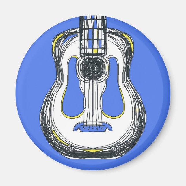 Aimant facial monstre guitare bleu (Devant)
