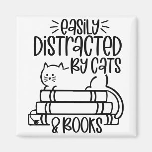 Aimant Facilement distrait par les chats et les livres Ch