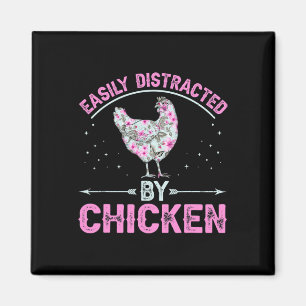 Aimant Facilement Distrait Par Les Poules - Blague Poule 