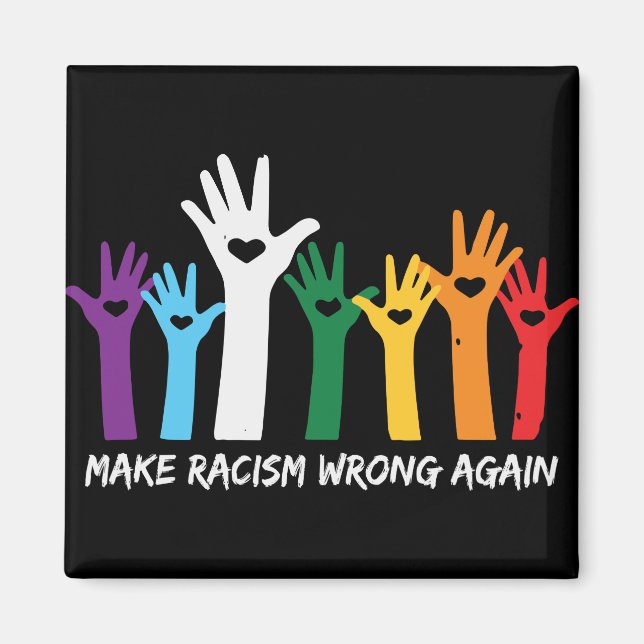 Aimant Faire du racisme de mauvaises mains de coeur (Devant)