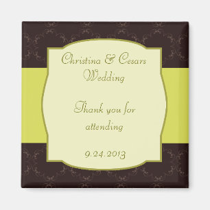 Aimant faire-part de 2 po x 2 po - Lumière/Vert olive