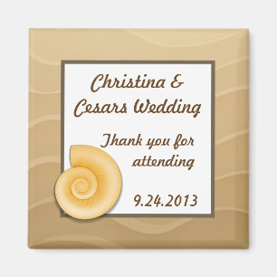 Aimant faire-part de 2 po x 2 po sur plage de sable