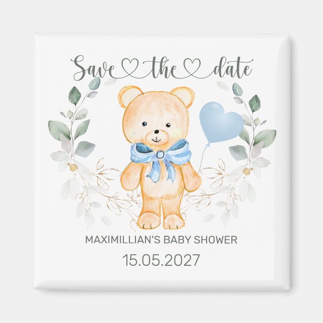 Aimant Faire-part de Baby Shower Ourson en peluche (Devant)