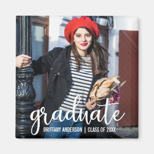 Aimant Faire-part de graduation de script moderne photo W