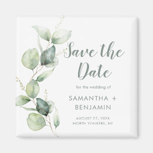 Aimant Faire-part de mariage à l'aquarelle Eucalyptus