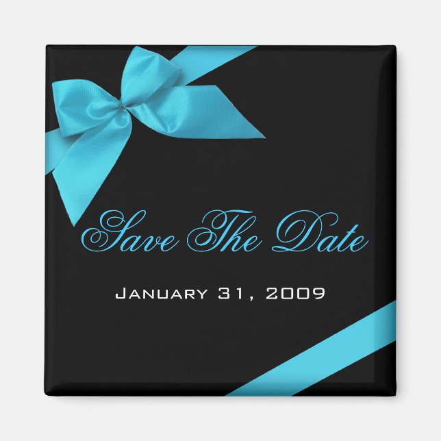 Aimant Faire-part de mariage De Ruban Turquoise Enregistr (Devant)