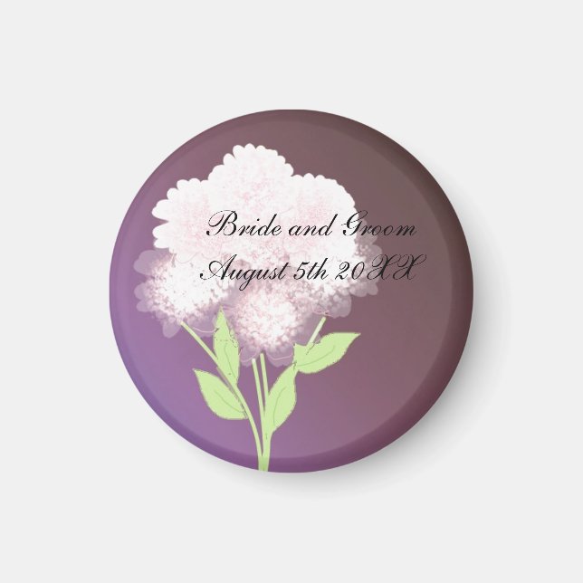 Aimant Faire-part de mariage floral violet (Devant)