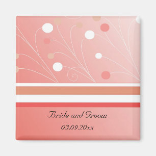 Aimant Faire part de mariage moderne corail