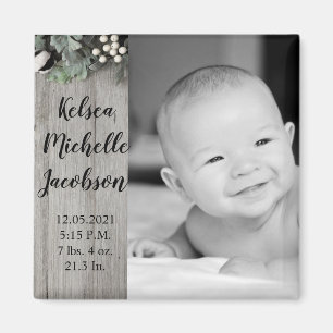 Aimant faire-part de naissance de 2"x2" Plante en coton B