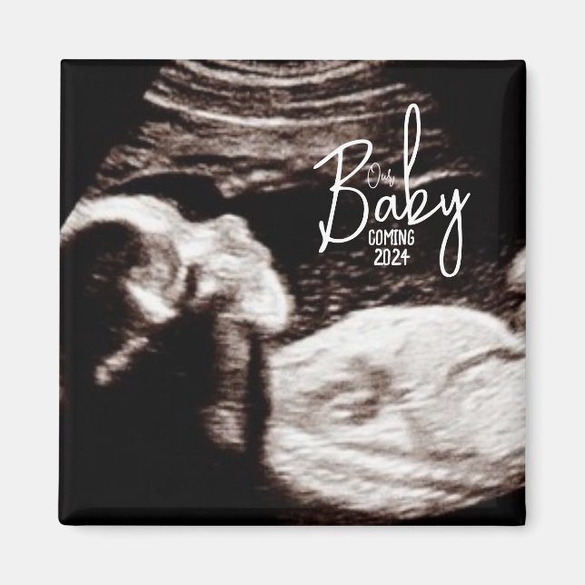 Aimant Faire-part de naissance d'échographie de bébé noir (Devant)