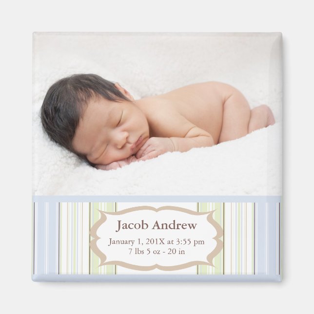 Aimant Faire-part de naissance photo - Baby Boy (Devant)